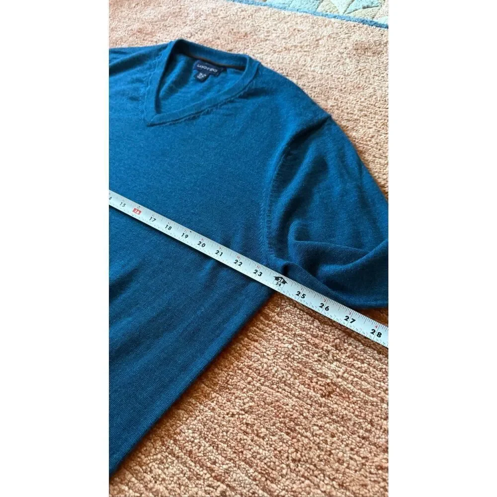 Lands’ End 100% Merino Wool V-Neck Sweater Men XL Tall